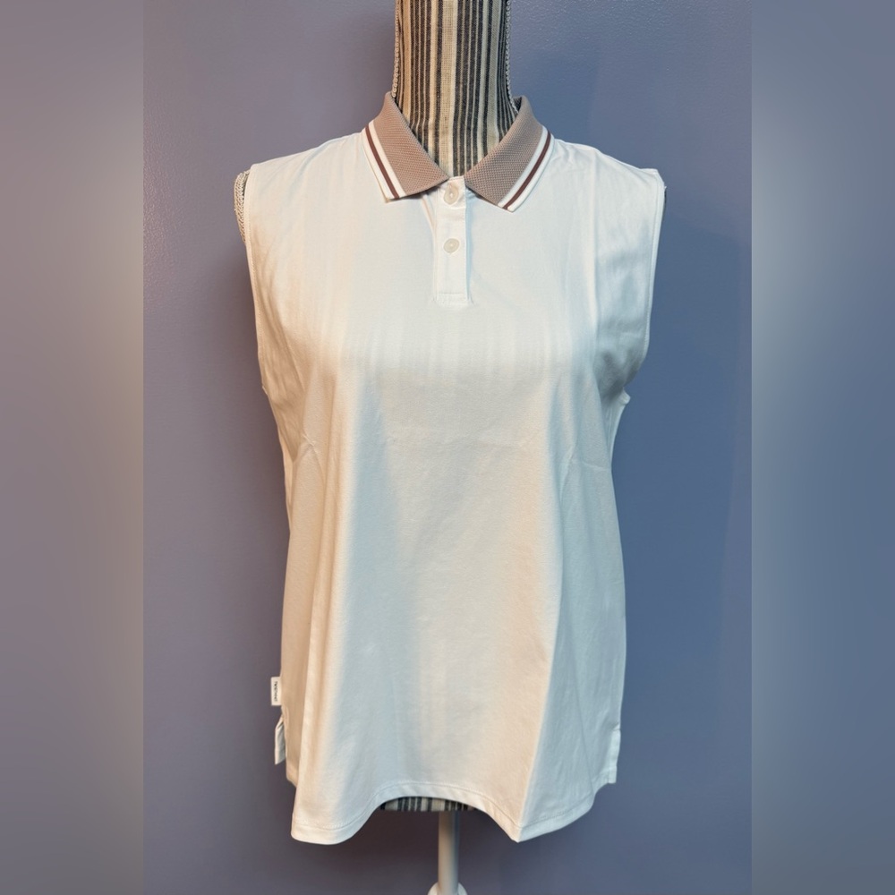 NWT Women's Sleeveless adidas Polo Tank with Contrast Collar - White M